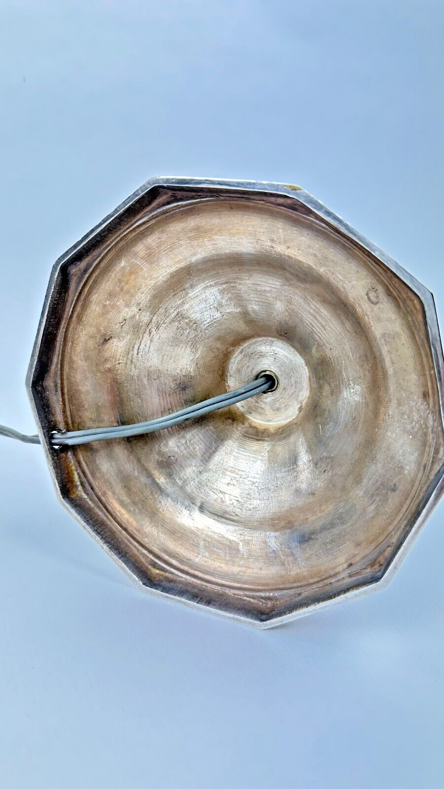 Pied De Lampe En Bronze Argenté, Pique-cierge