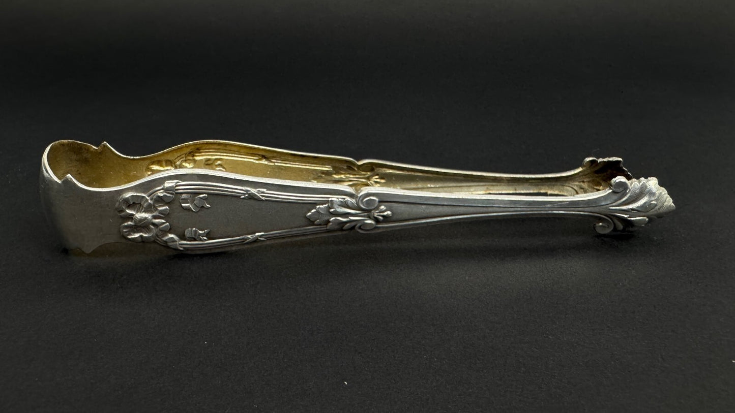 ANCIENNE PINCE A SUCRE METAL ARGENTE art deco sugar tongs