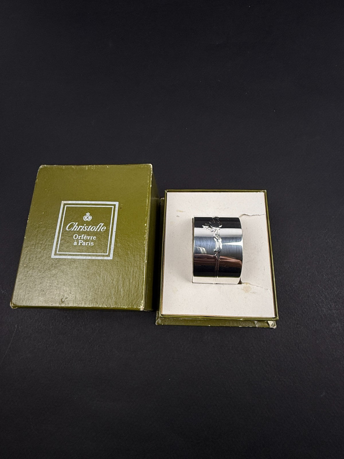 CHRISTOFLE - Rond de serviette en métal argenté - Modèle Marly