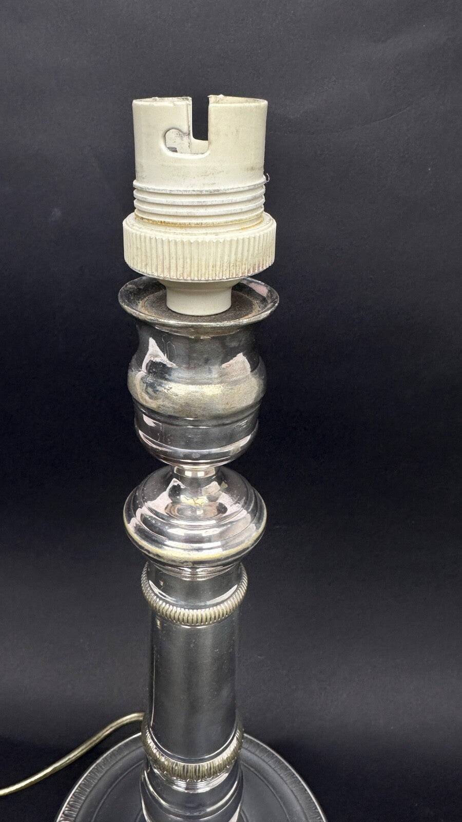 Bougeoir En Bronze Argenté Monté En Lampe