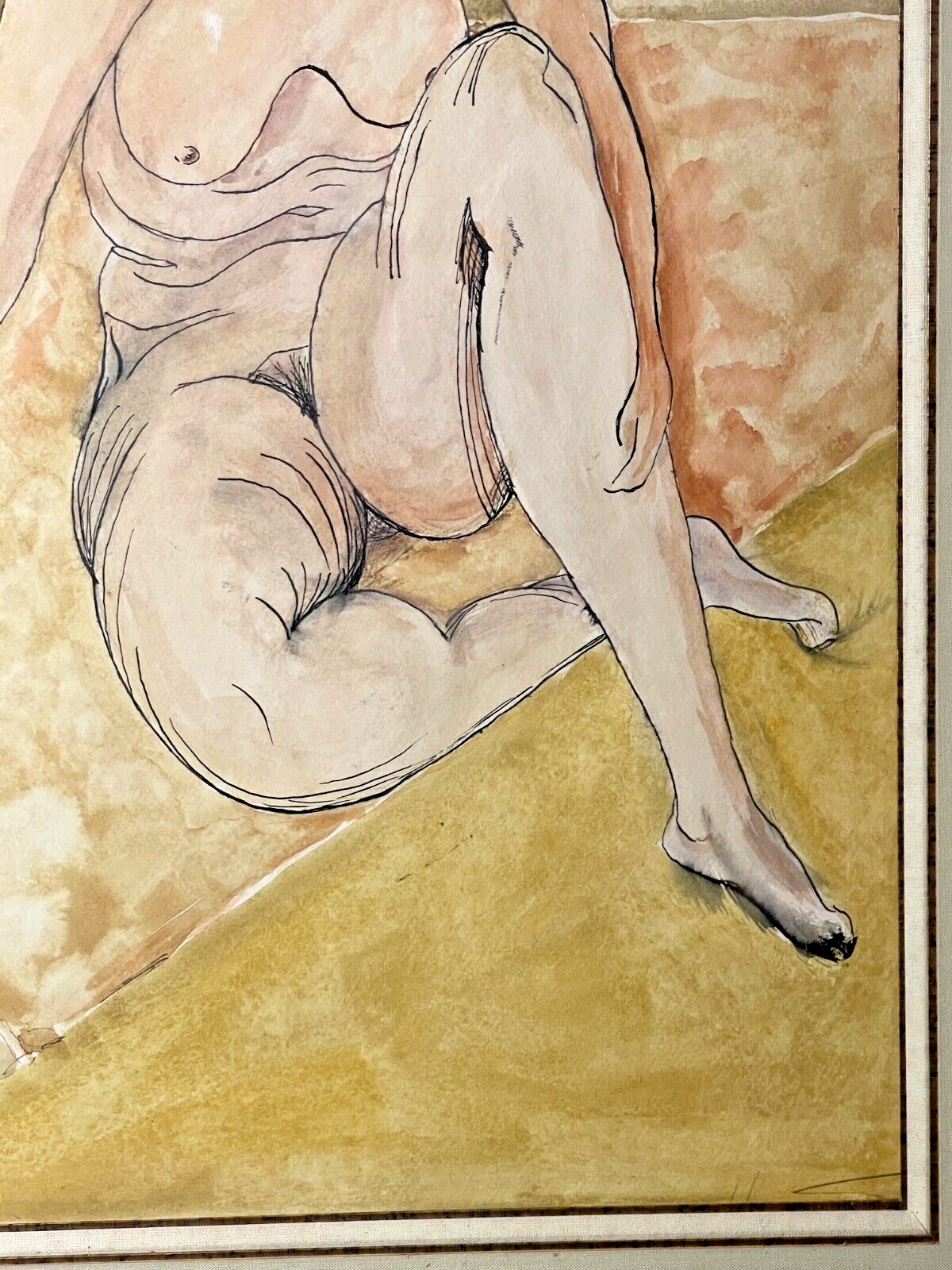 Encre Et Aquarelle, Nu Féminin, signé 1/1 années 40 ?