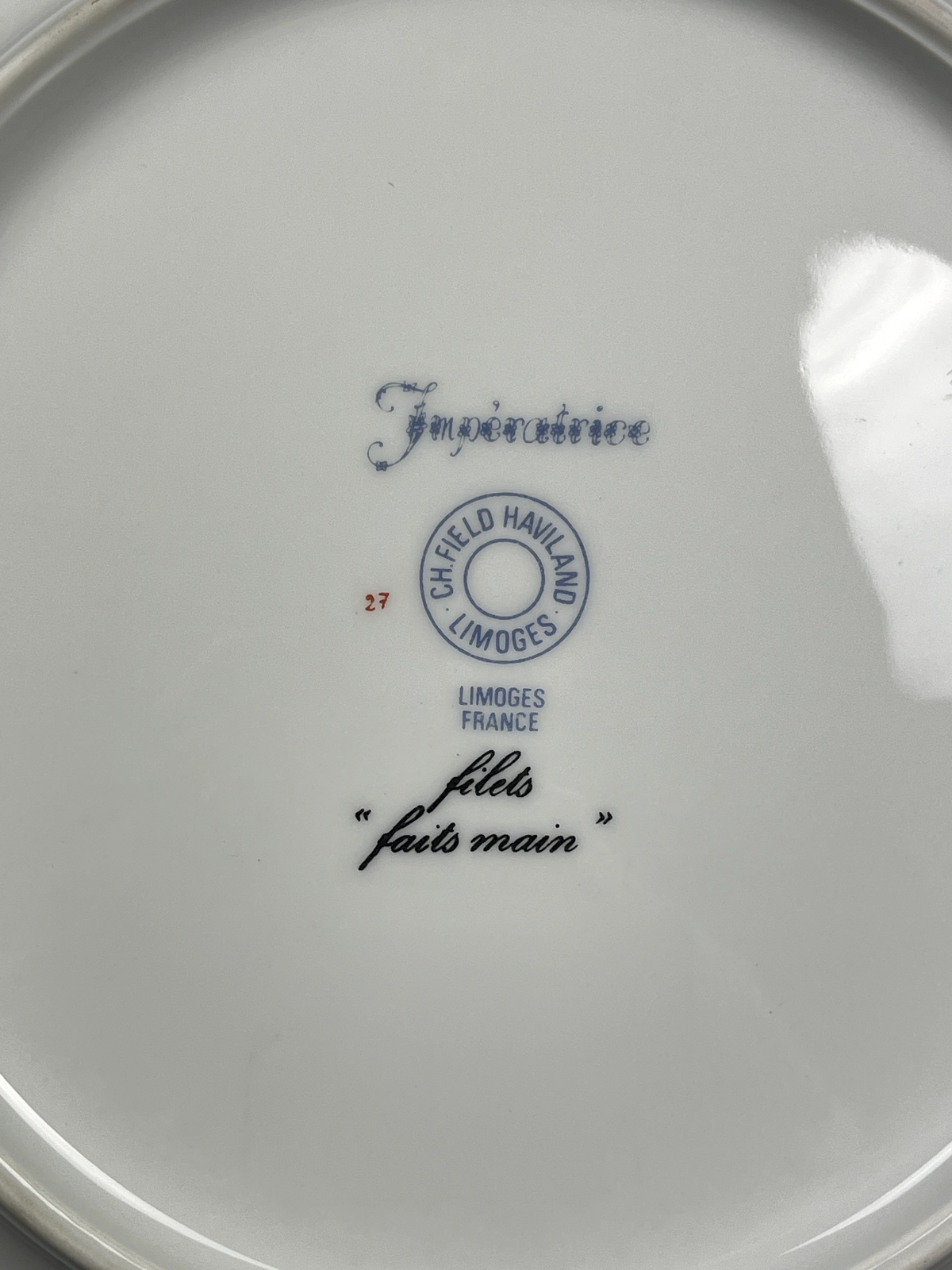 Haviland Limoges,  assiette Impératrice, neuve