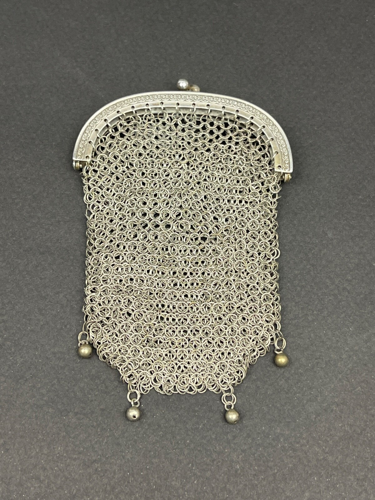 Ancienne petite bourse, aumônière en argent massif Pomar