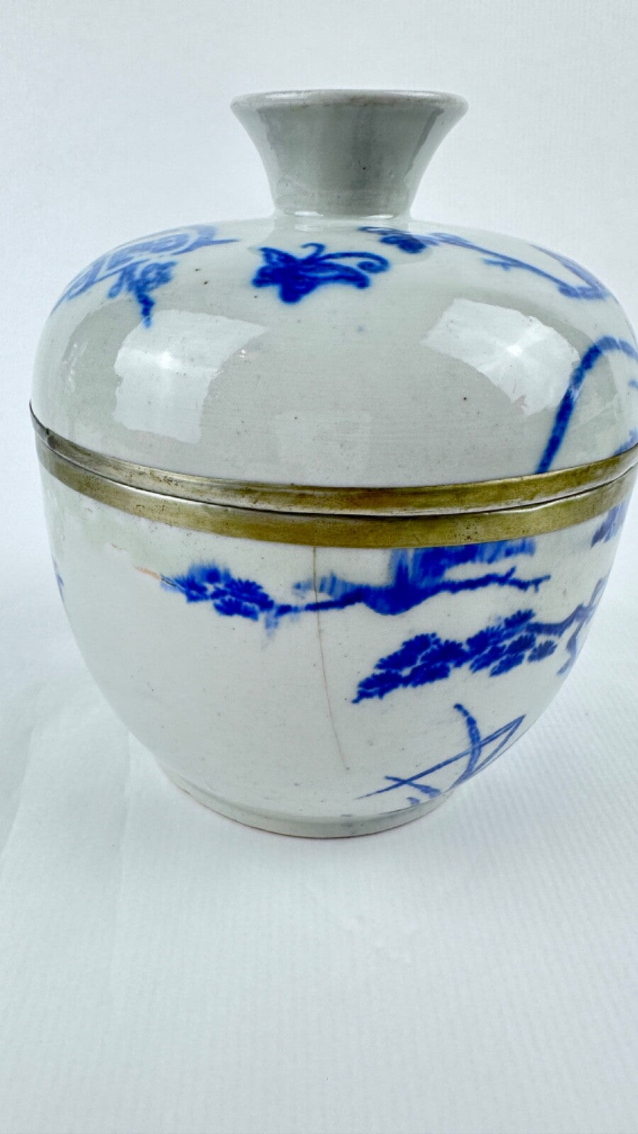 Pot couvert bleu et blanc Chine 18ème