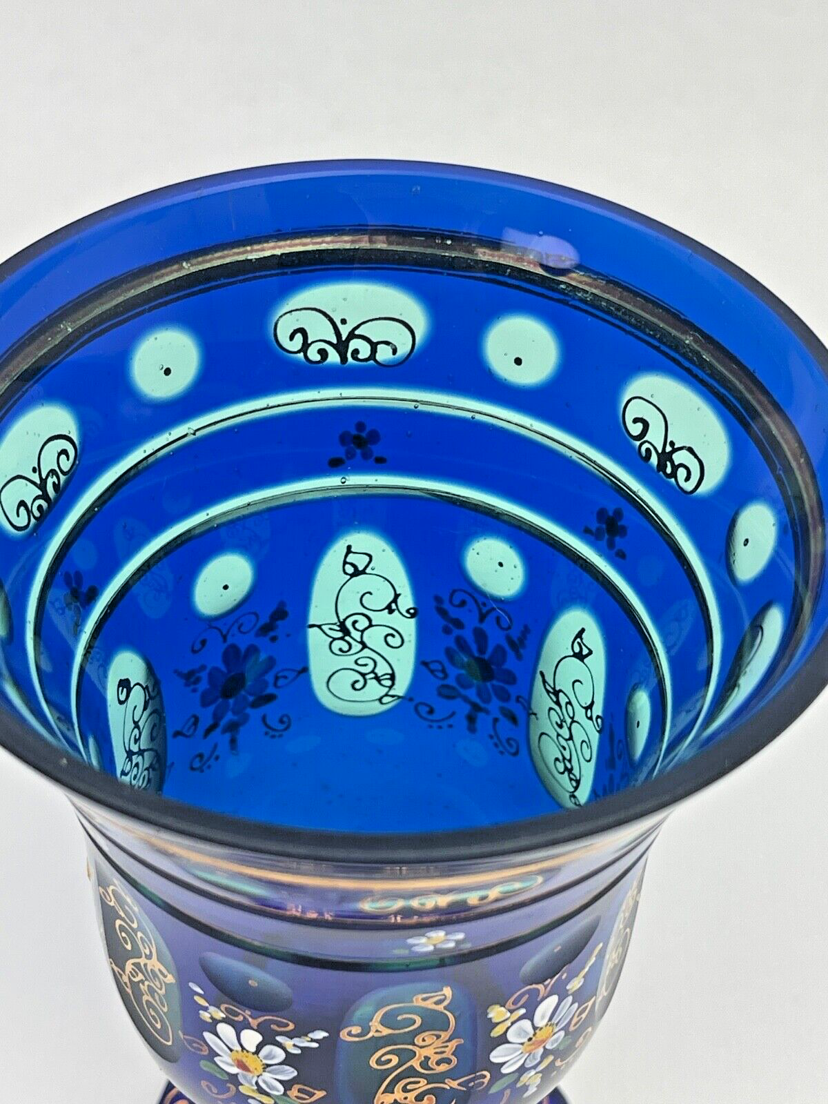 Calice, Vase En Cristal De Bohème Bleu Cobalt