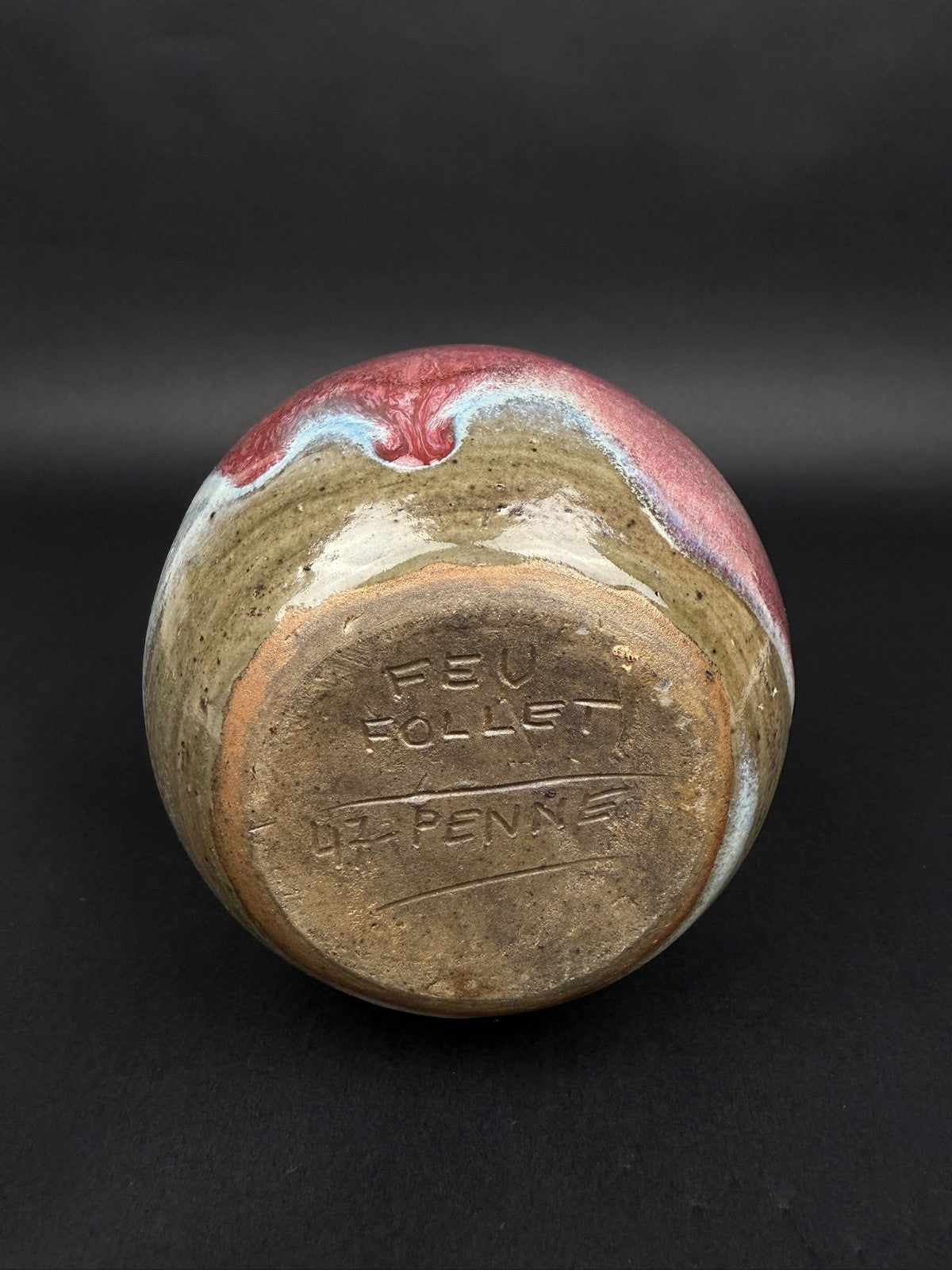 Vase en grès clair de lune, atelier Feu Follet, Penne (Lot-et-Garonne), XXe