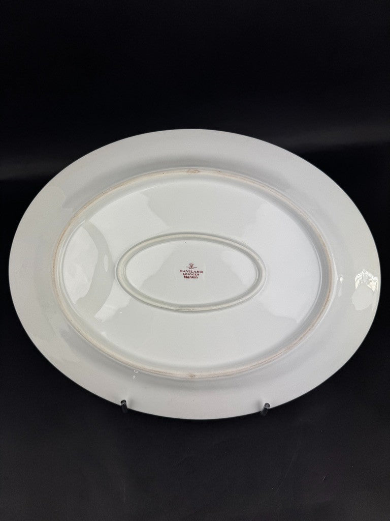 Grand plat à viande Haviland Limoges Nankin décor bleu et or