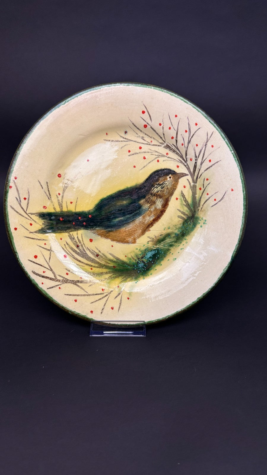 Service de table signé Costa Diaz – faïence catalane à décor d’oiseaux – 1950