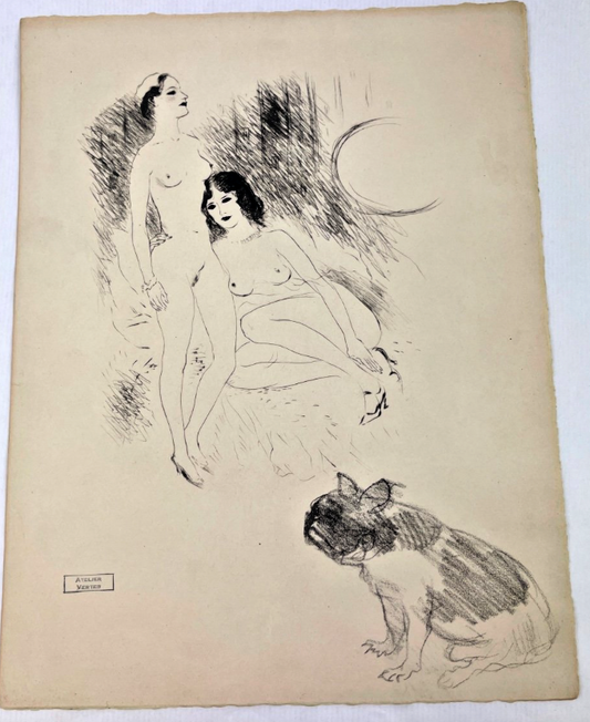 Gravure érotique De Marcel Vertes (1895-1961) - Deux femmes