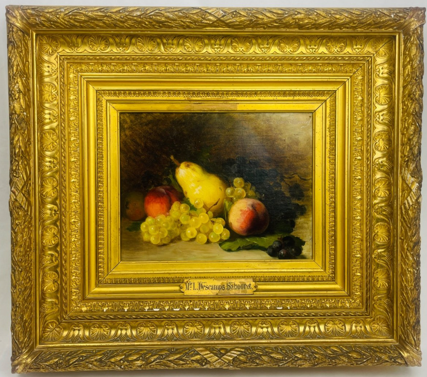 Louise Cécile Descamps-sabouret, Nature Morte Aux Fruits, Huile Sur Toile Signée