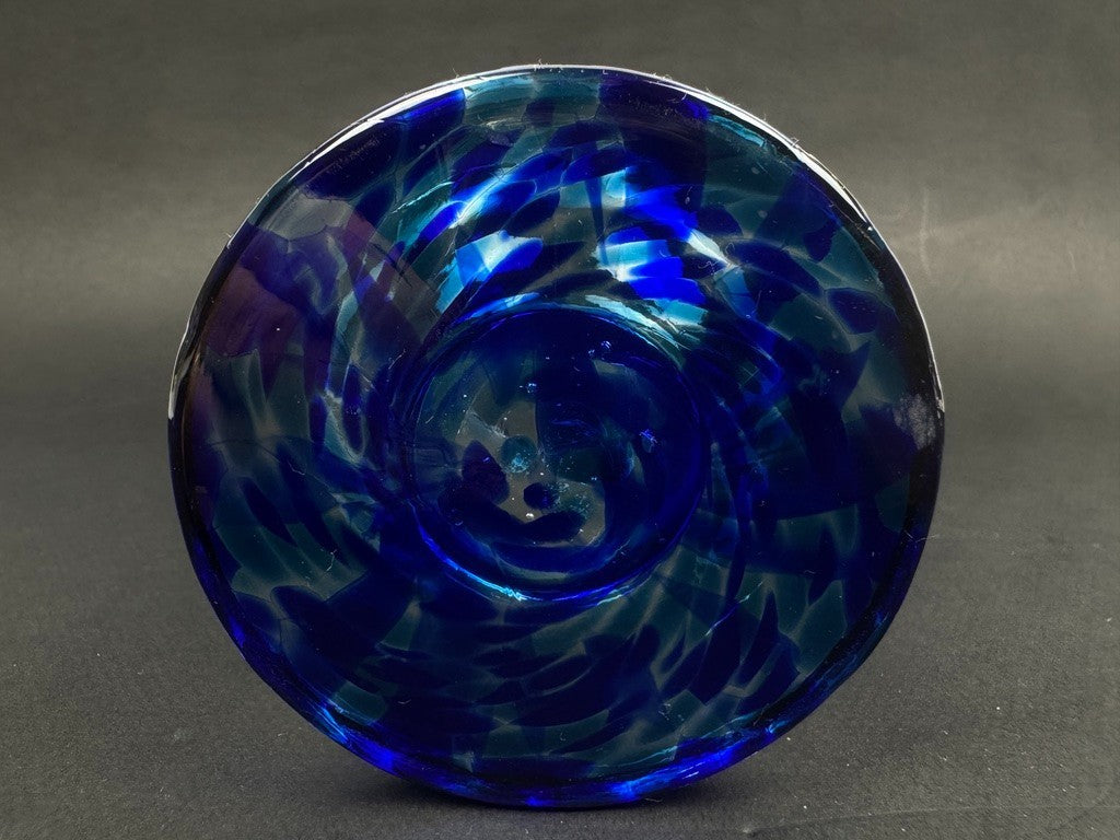 Série de 3 verres à orangeade en cristal – pied bleu cobalt