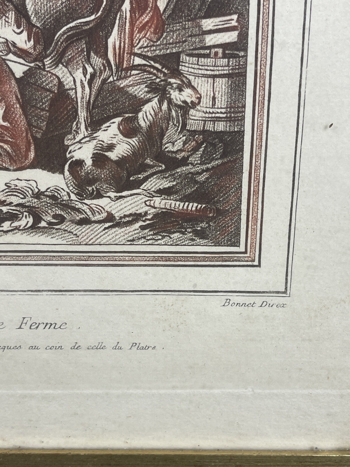 Louis-Marin Bonnet (1743-1793) La petite ferme gravure rehaussée