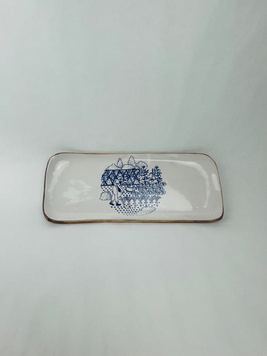 Plat à cake Poterie de la Colombe, circa 1970