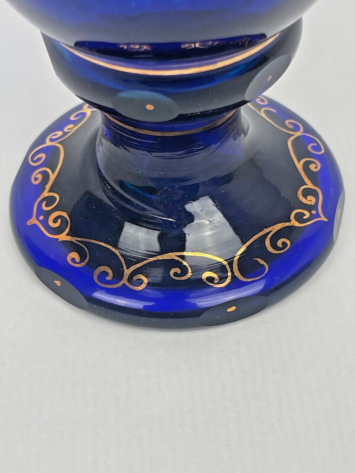 Calice, Vase En Cristal De Bohème Bleu Cobalt