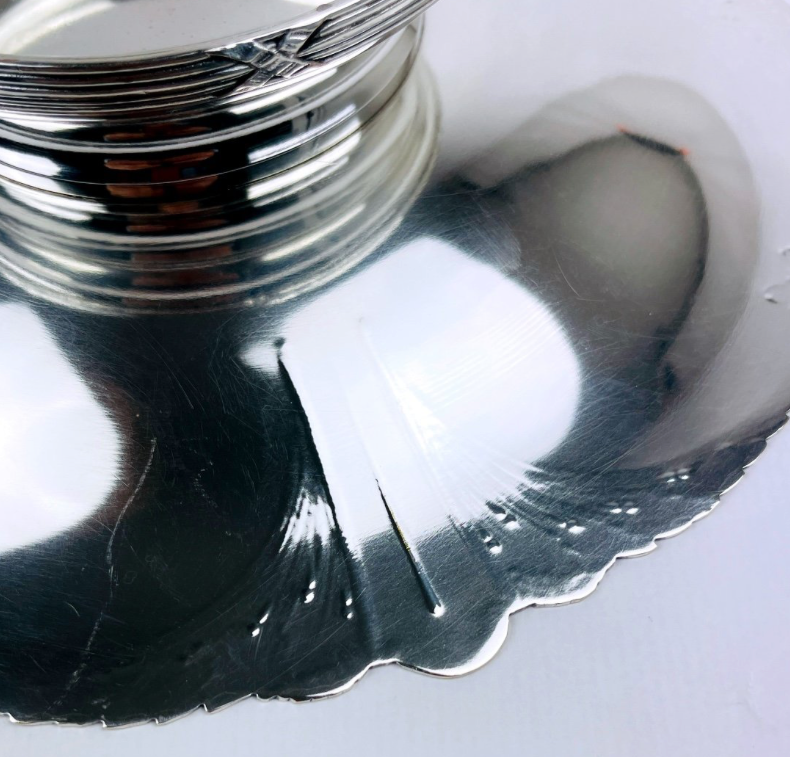 Coupe Sur Pied, Compotier, Centre De Table Art Nouveau Métal Argenté, Phenix