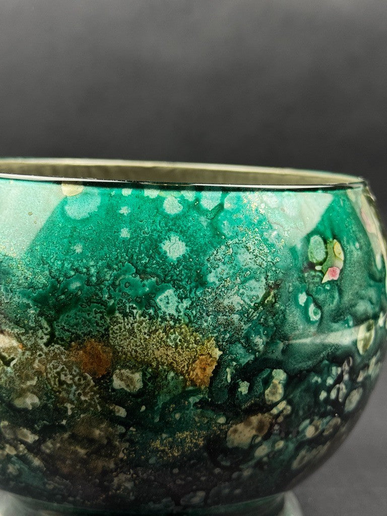 Cache-pot Art Déco en céramique à glaçures flammées – années 1920-30