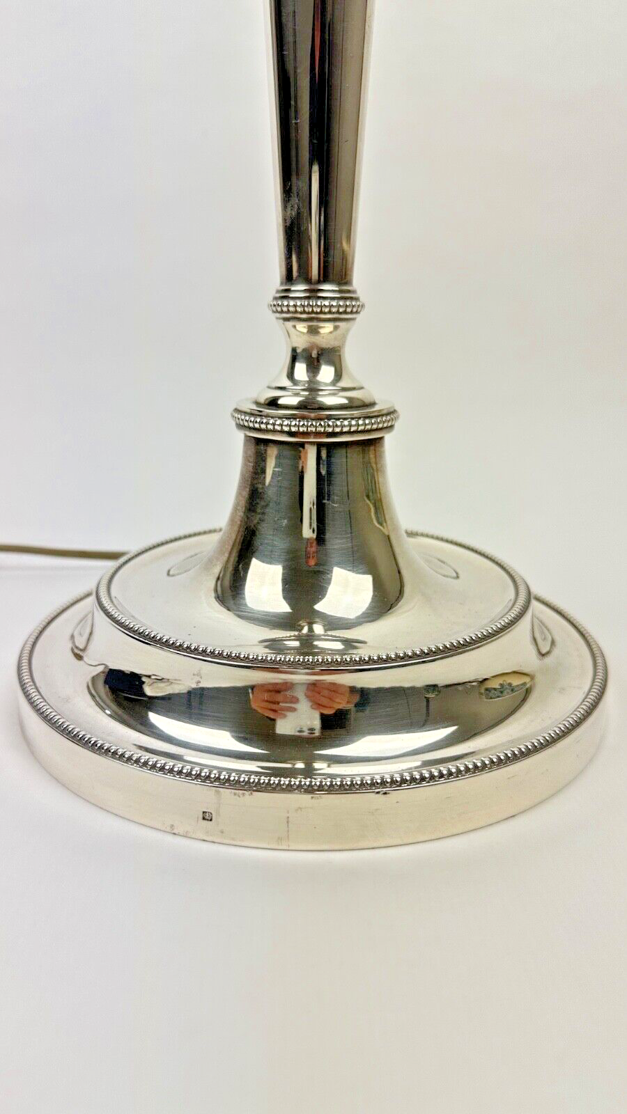 Grand Pied De Lampe En Bronze Argenté, Grand Bougeoir