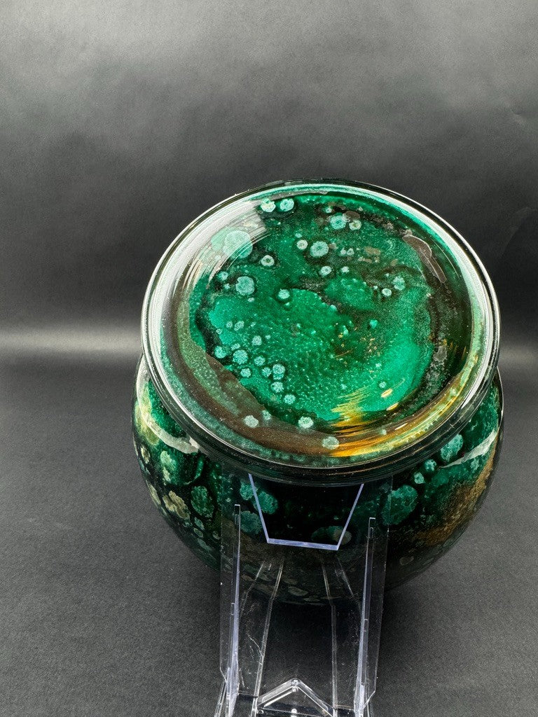 Cache-pot Art Déco en céramique à glaçures flammées – années 1920-30