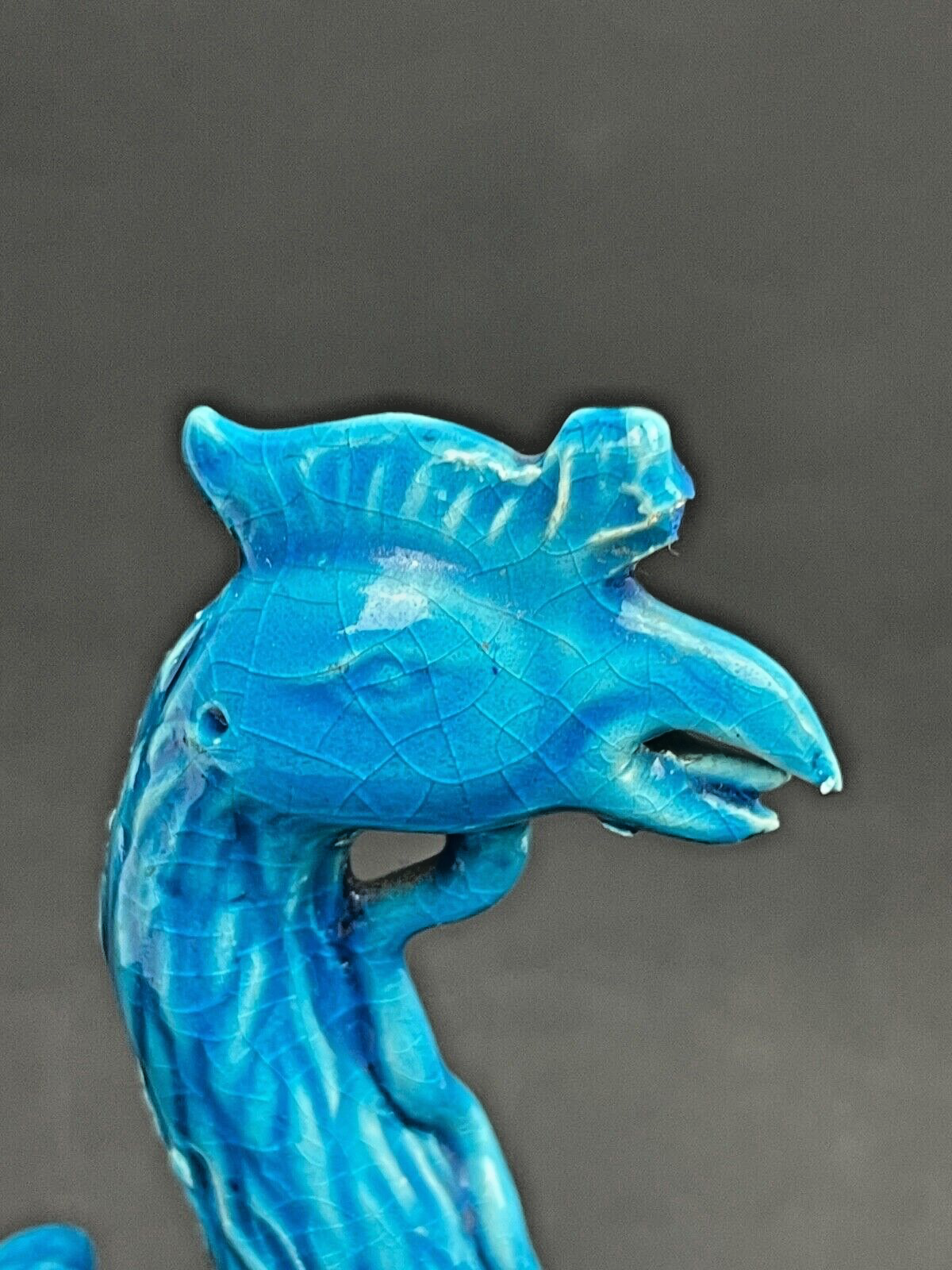 Pied De Lampe En Porcelaine Bleue De Chine, Phoenix