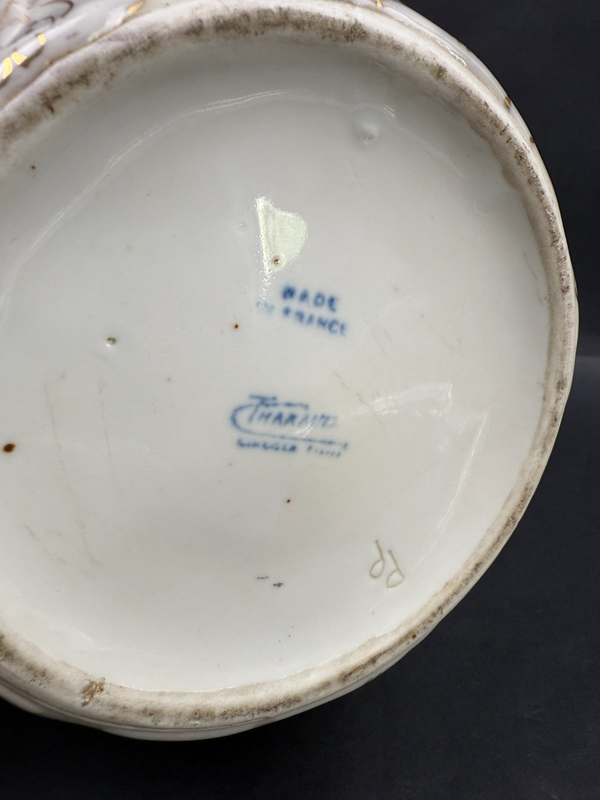 Vase Tharaud Limoges Décor floral doré Porcelaine émaillée – H 26 cm