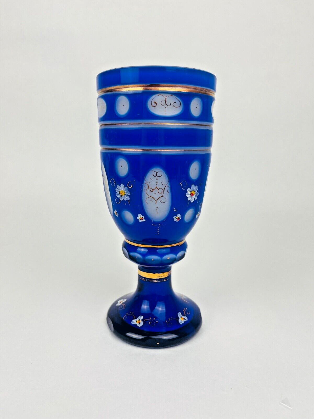 Calice, Vase En Cristal De Bohème Bleu Cobalt