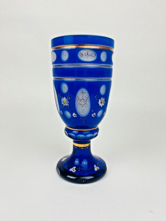 Calice, Vase En Cristal De Bohème Bleu Cobalt