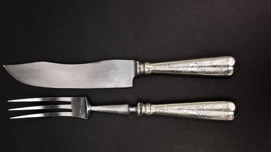 Service à découper manche guilloché argent