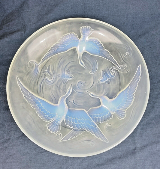 Verlys, Coupe En Verre Irisé à Décor d'Oies Et De Poissons