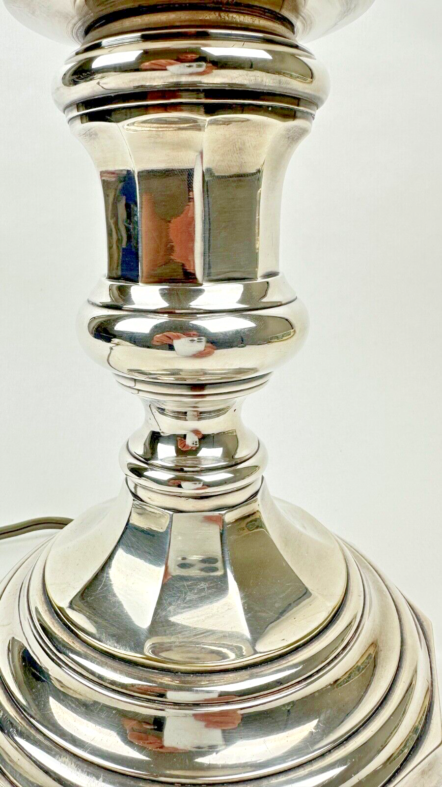 Pied De Lampe En Bronze Argenté, Pique-cierge