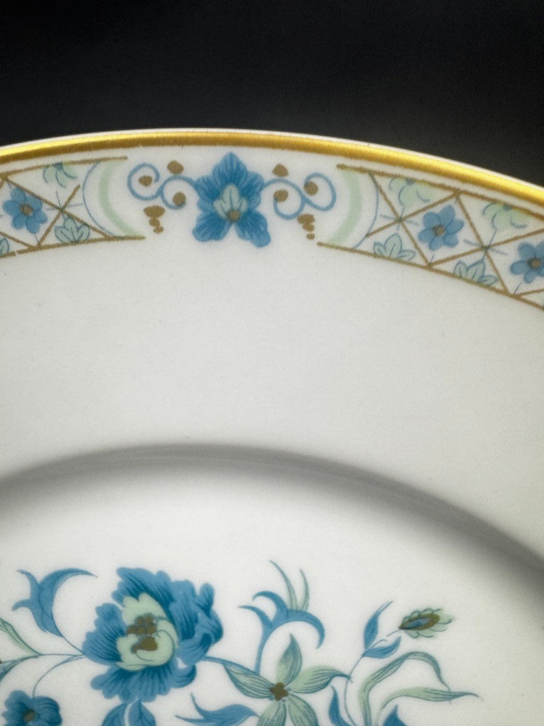 Suite de 6 assiettes à dessert Haviland Limoges Nankin décor bleu et or
