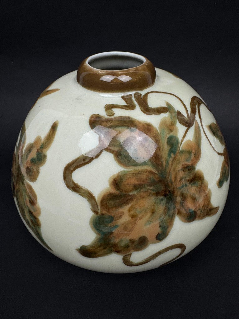 Vase boule en porcelaine de Limoges, Manufacture Tharaud - Décor peint main
