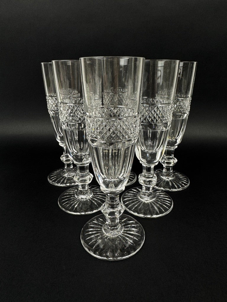 6 flûtes à champagne en cristal Saint Louis – modèle Trianon – 18 cm