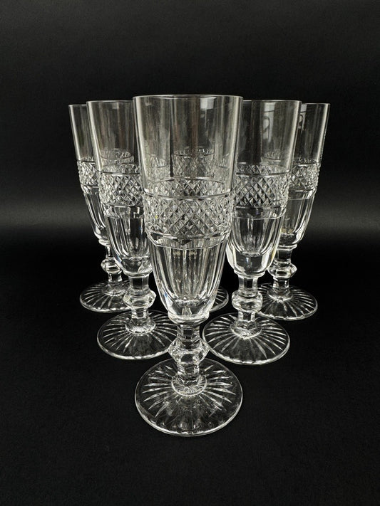 6 flûtes à champagne en cristal Saint Louis – modèle Trianon – 18 cm