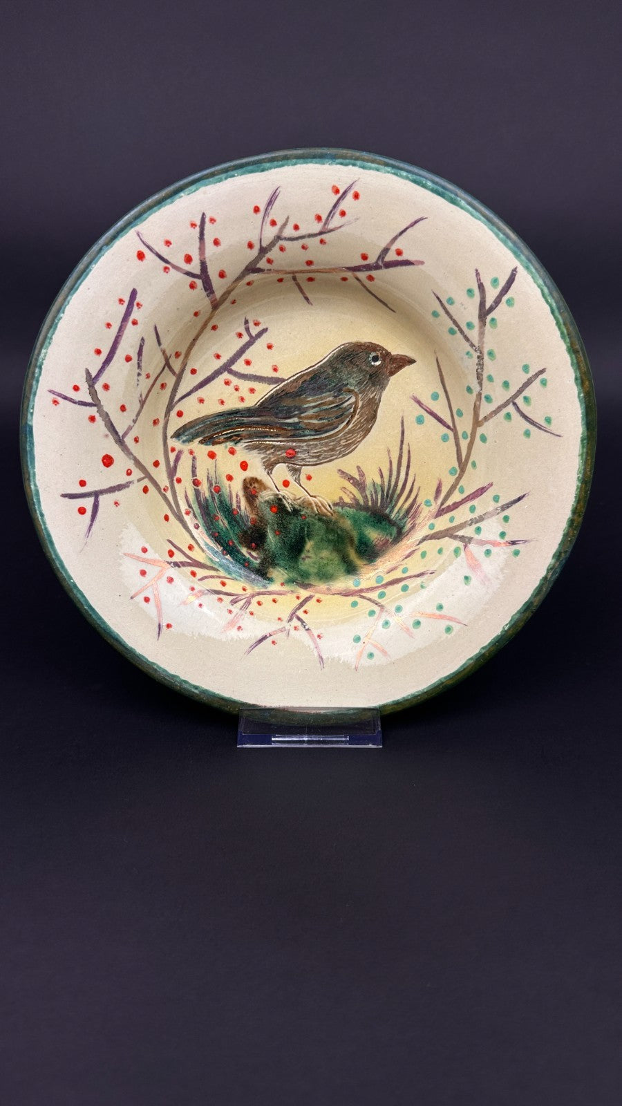 Service de table signé Costa Diaz – faïence catalane à décor d’oiseaux – 1950