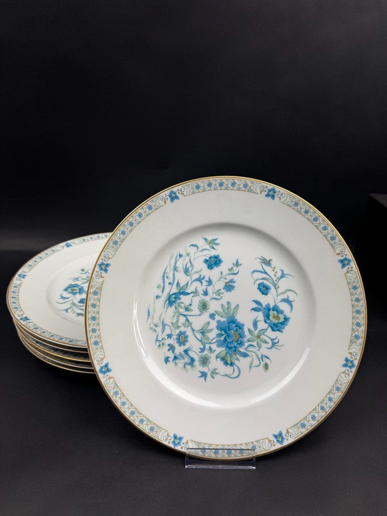 Série de 6 assiettes plates Haviland Limoges Nankin décor bleu et or