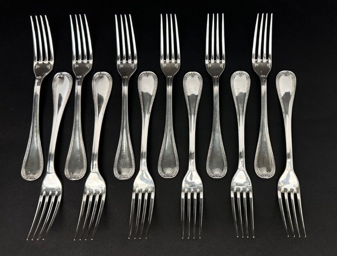 Christofle, Modèle Malmaison, Suite De 12 Fourchettes à Entremets