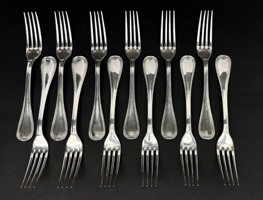 Christofle, Modèle Malmaison, Suite De 12 Fourchettes à Entremets
