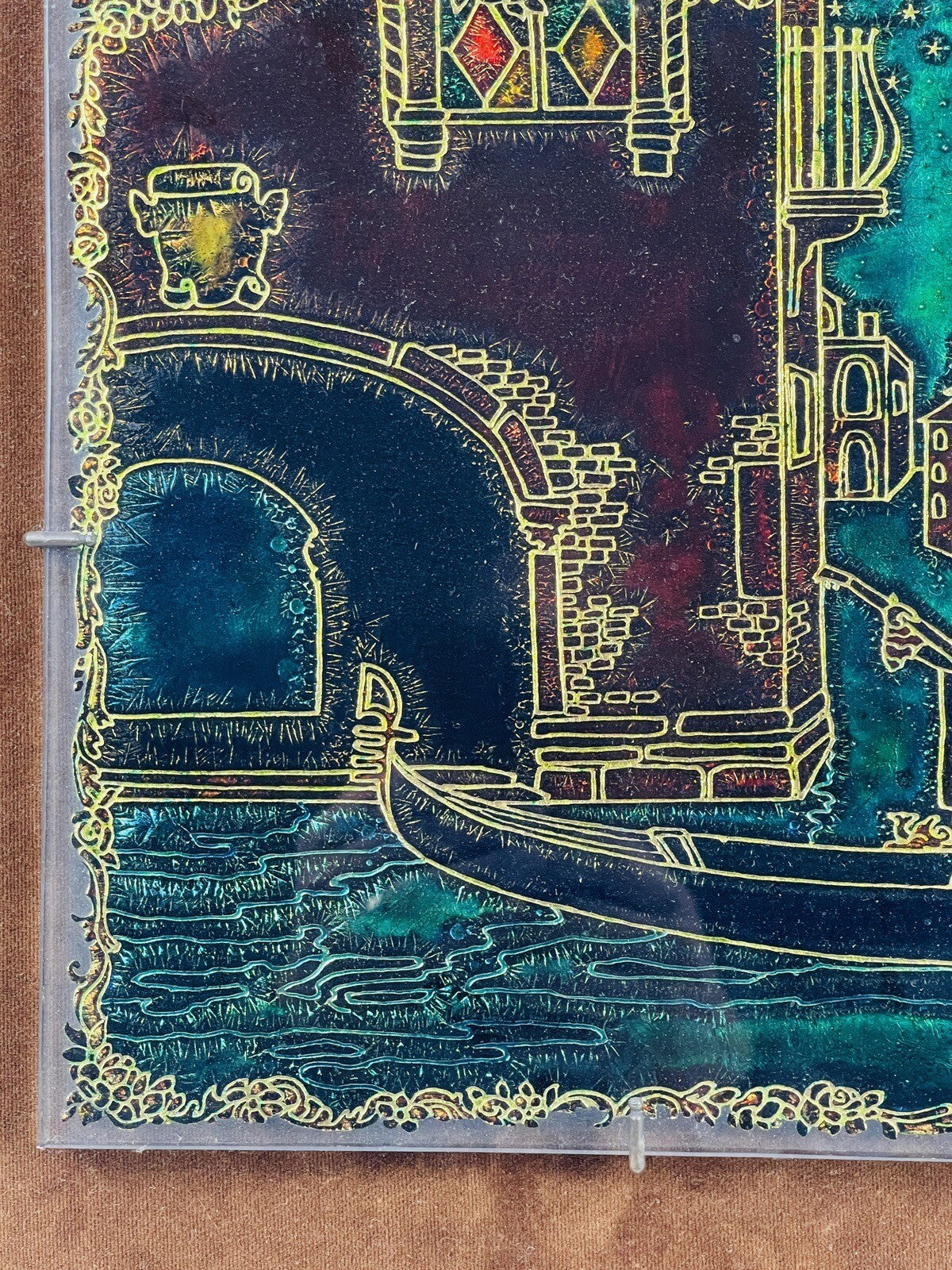 Cadre vintage en verre de Murano incisé, Venise