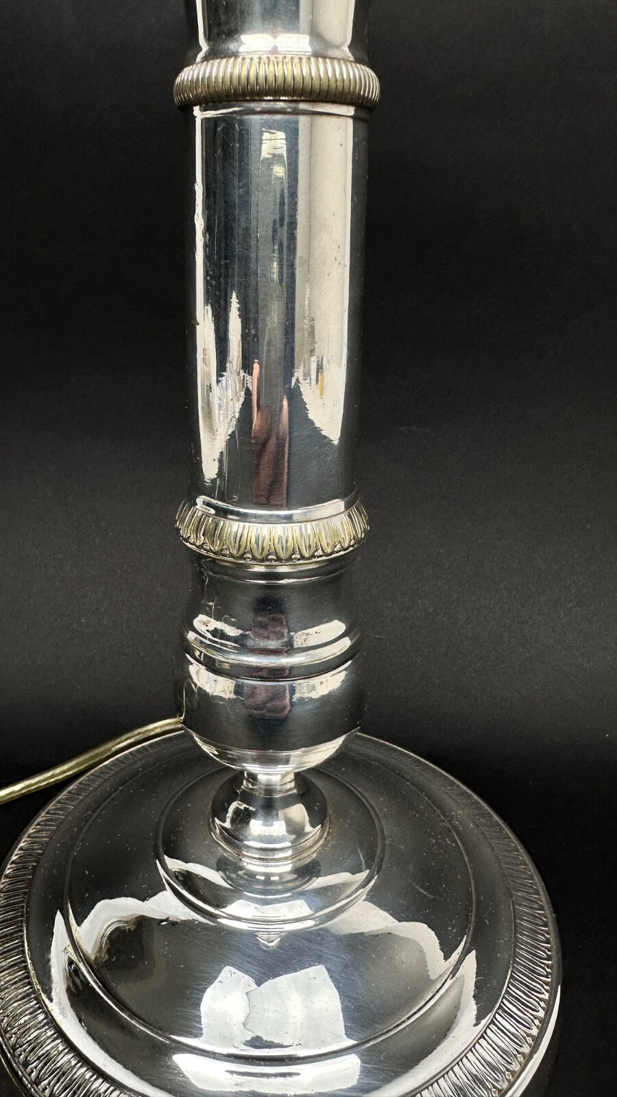 Bougeoir En Bronze Argenté Monté En Lampe