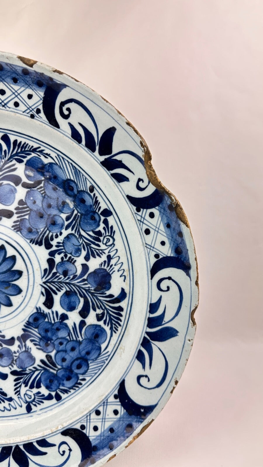 Grand Plat en faience 18ème  de Delft 35 cm