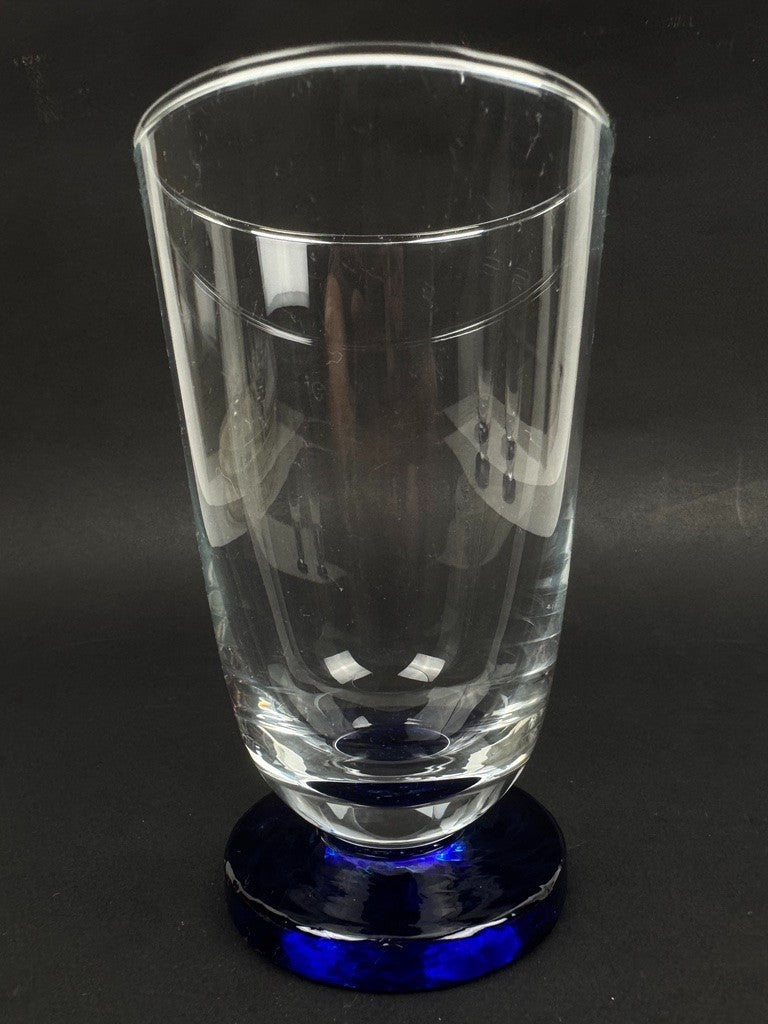 Série de 3 verres à orangeade en cristal – pied bleu cobalt