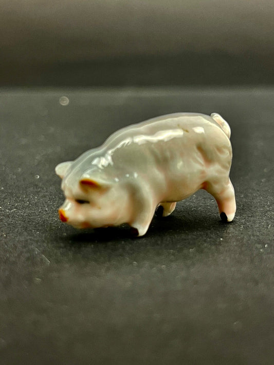 Figurine En Porcelaine, Cochon Miniature