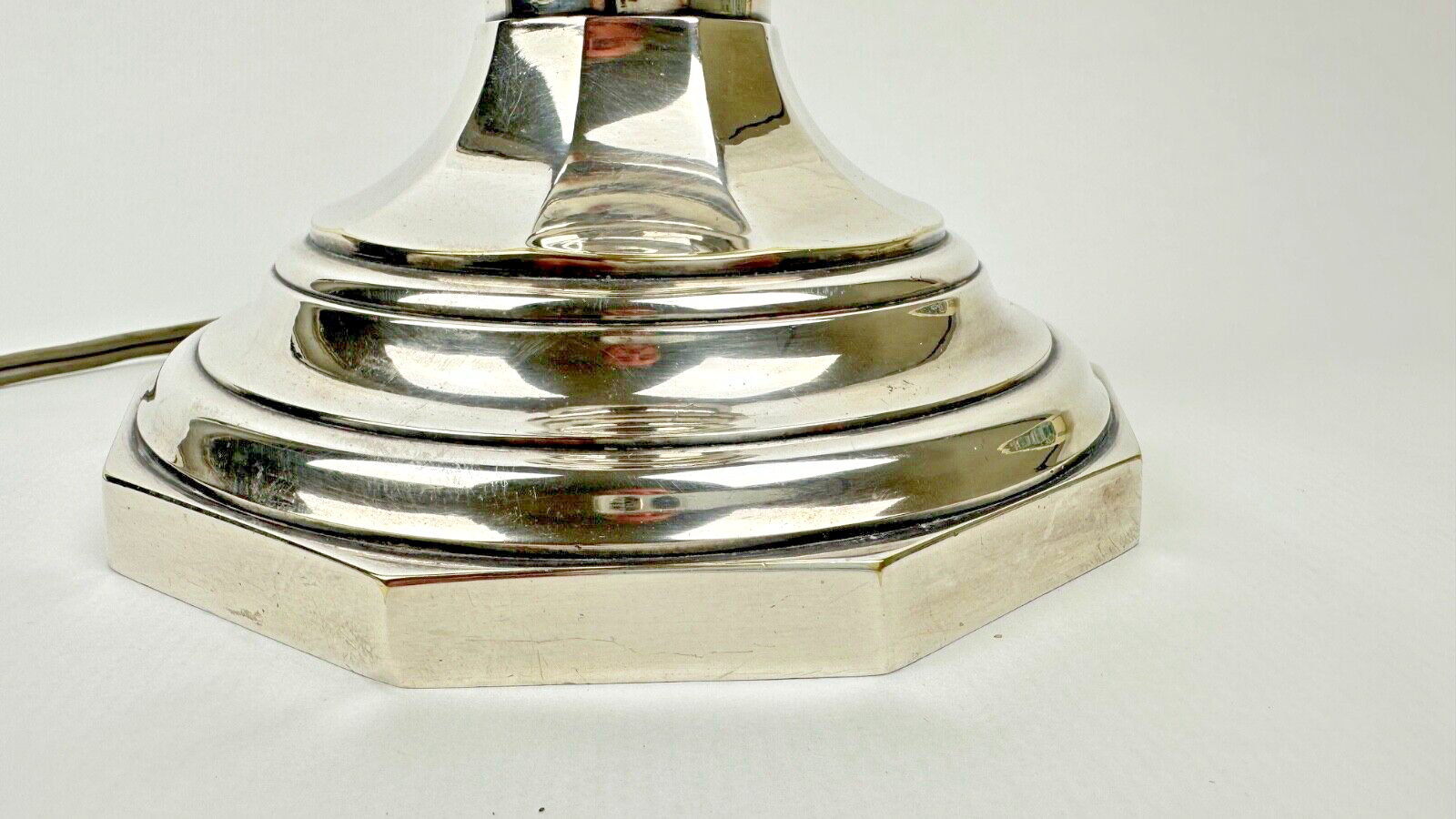 Pied De Lampe En Bronze Argenté, Pique-cierge