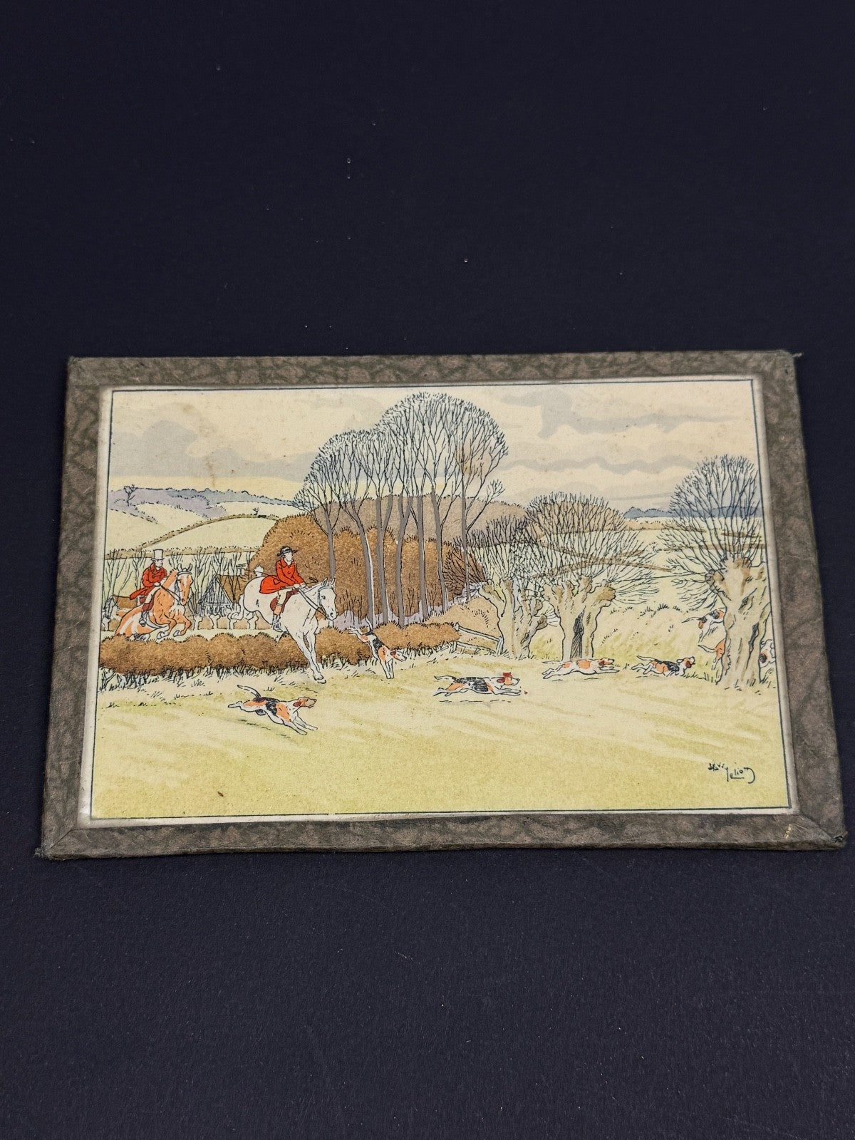 Paire de petites lithographies d'Harry Eliott Hunting scenes