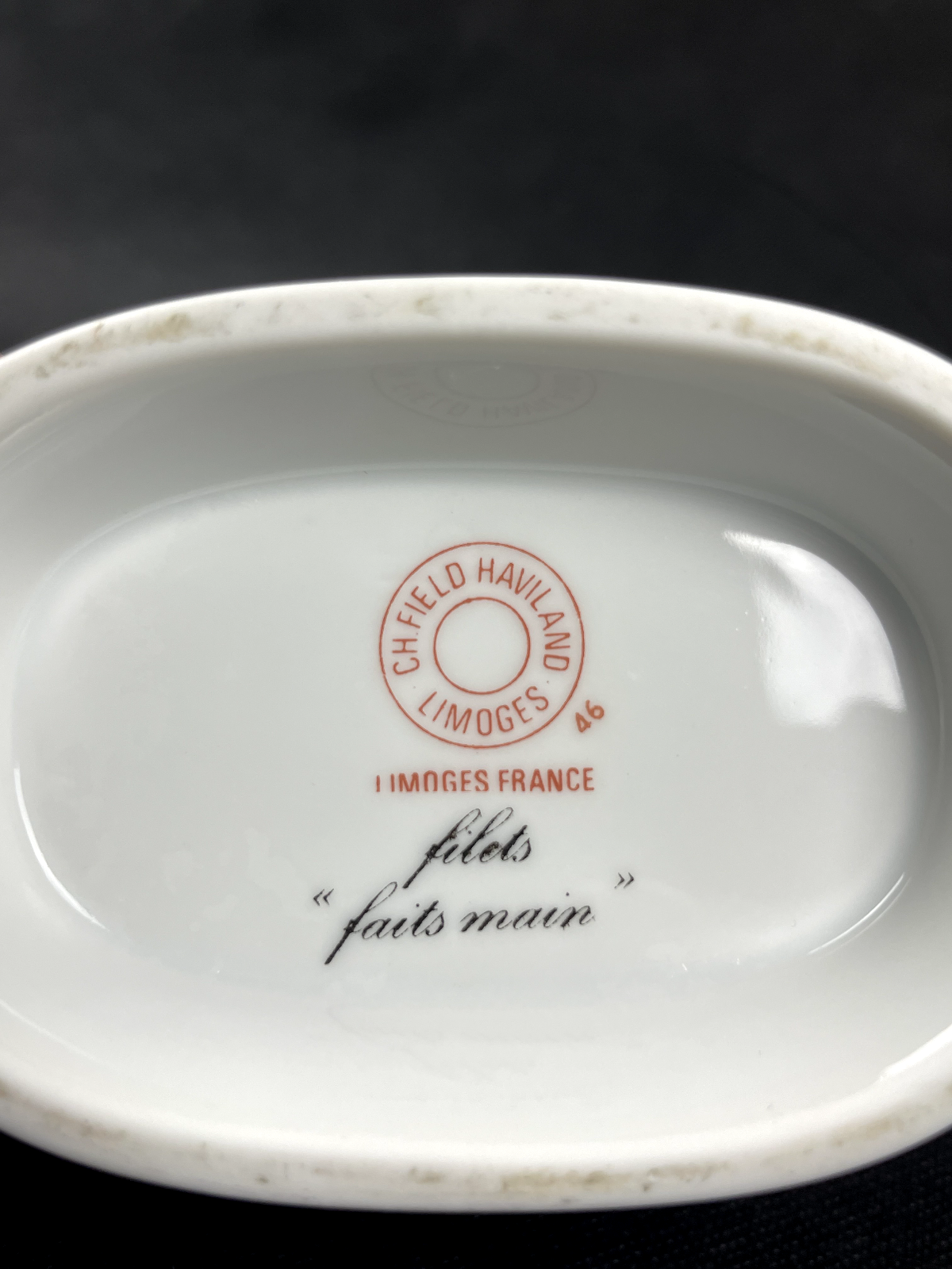 CH Field Haviland, Limoges,  saucière motif Tulipes bleues