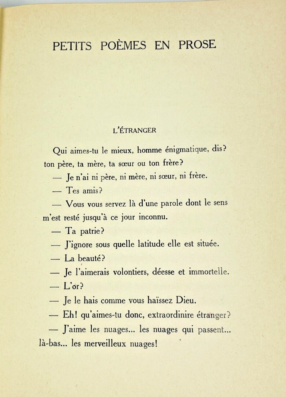 Charles Baudelaire Le Spleen De Paris éditions Nilsson 1930 ?