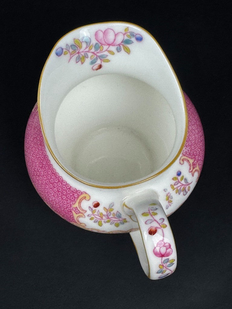 Minton, service à thé, 6 tasses et 3 pièces de forme, pink cockatrice, oiseau de