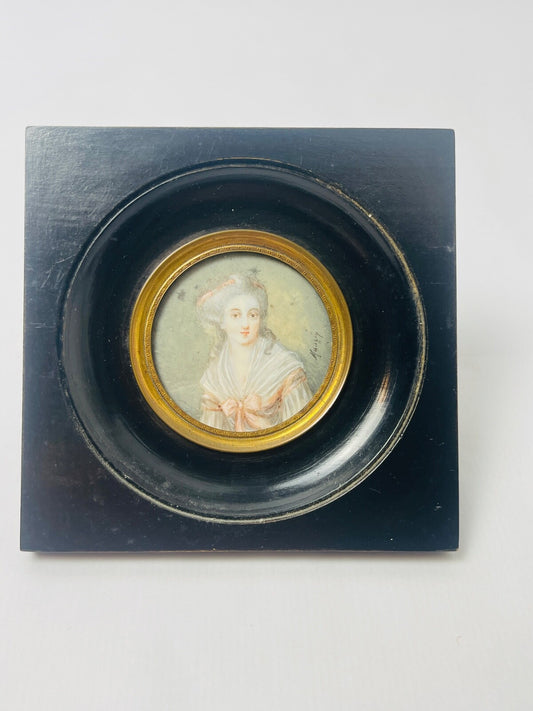 Charmante miniature portrait de Dame de qualité