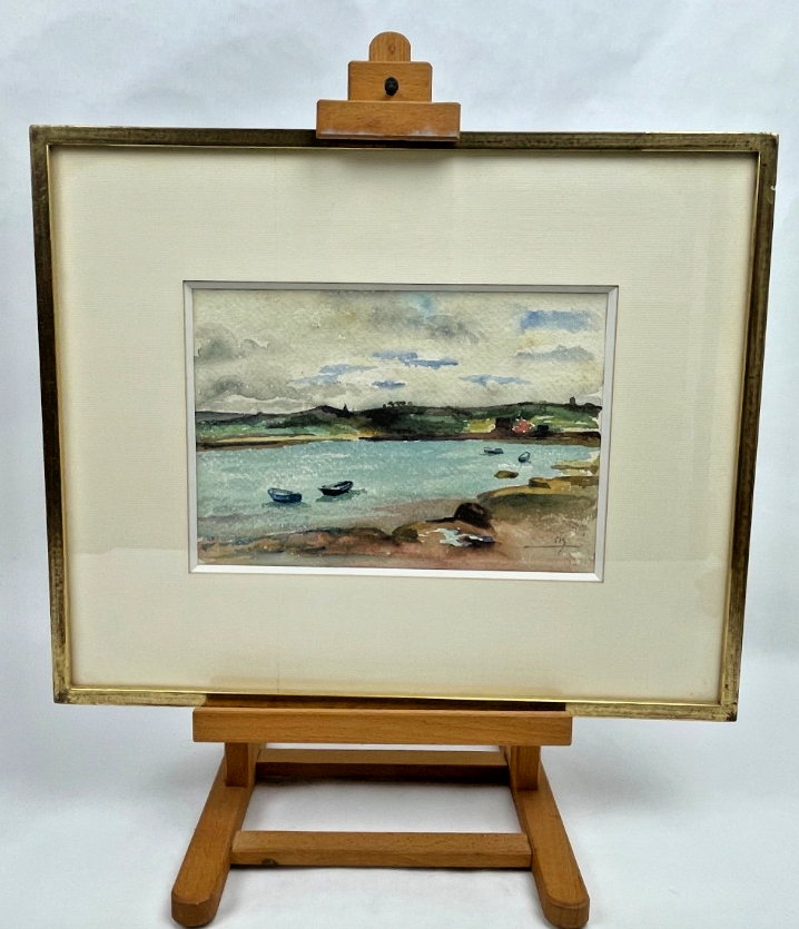 Aquarelle Marine, Barques Dans Une Baie