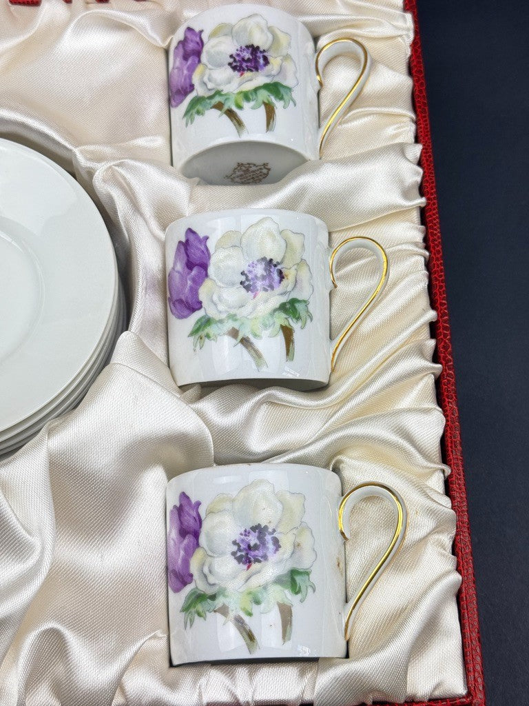 Coffret 6 tasses a cafe porcelaine Limoges Ancienne Fabrique Royale